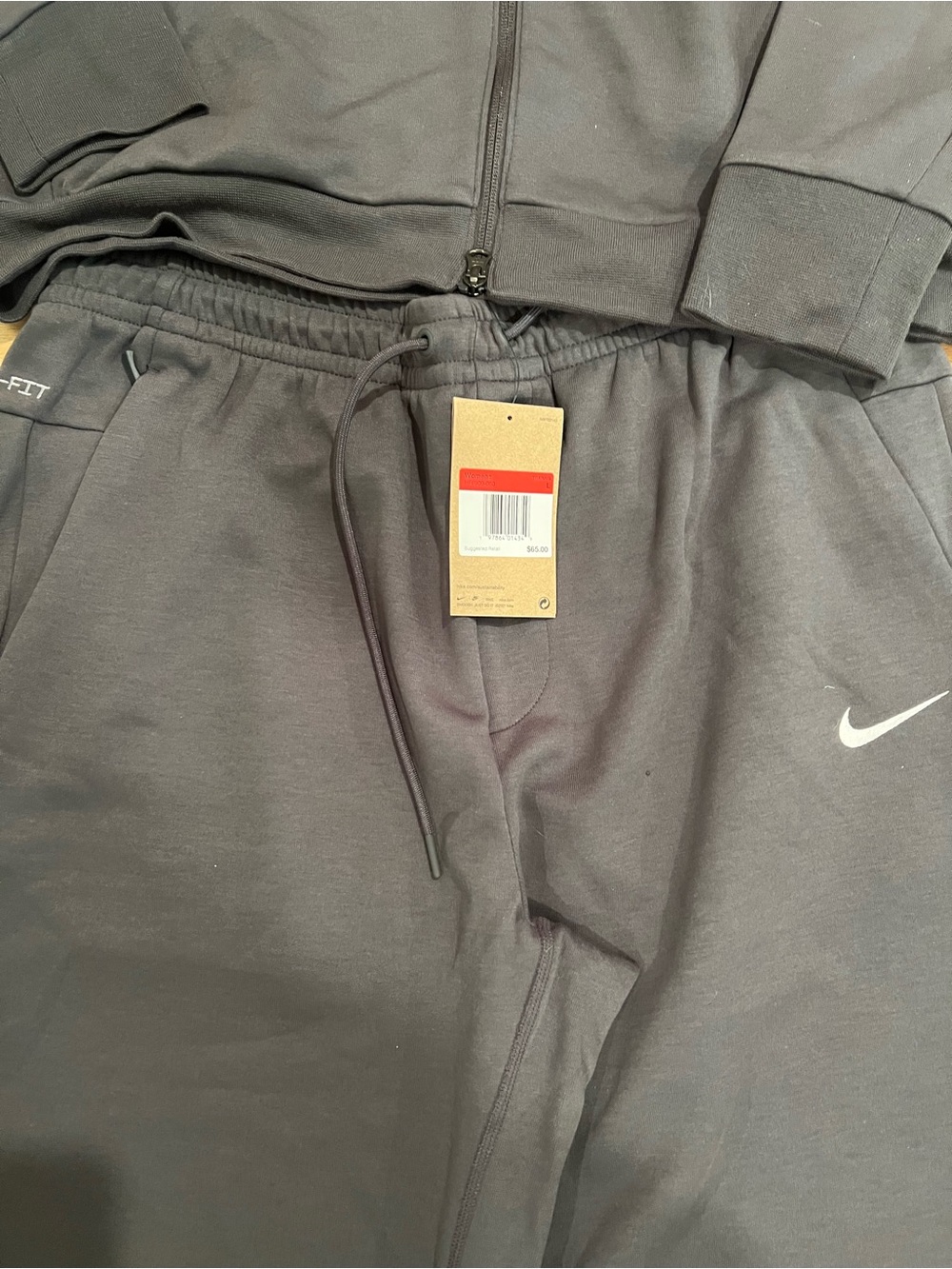 NWT-Nike charcoal Dri-FIT Full-Zip Hoodie & Joggers Set - Picture 10 of 14